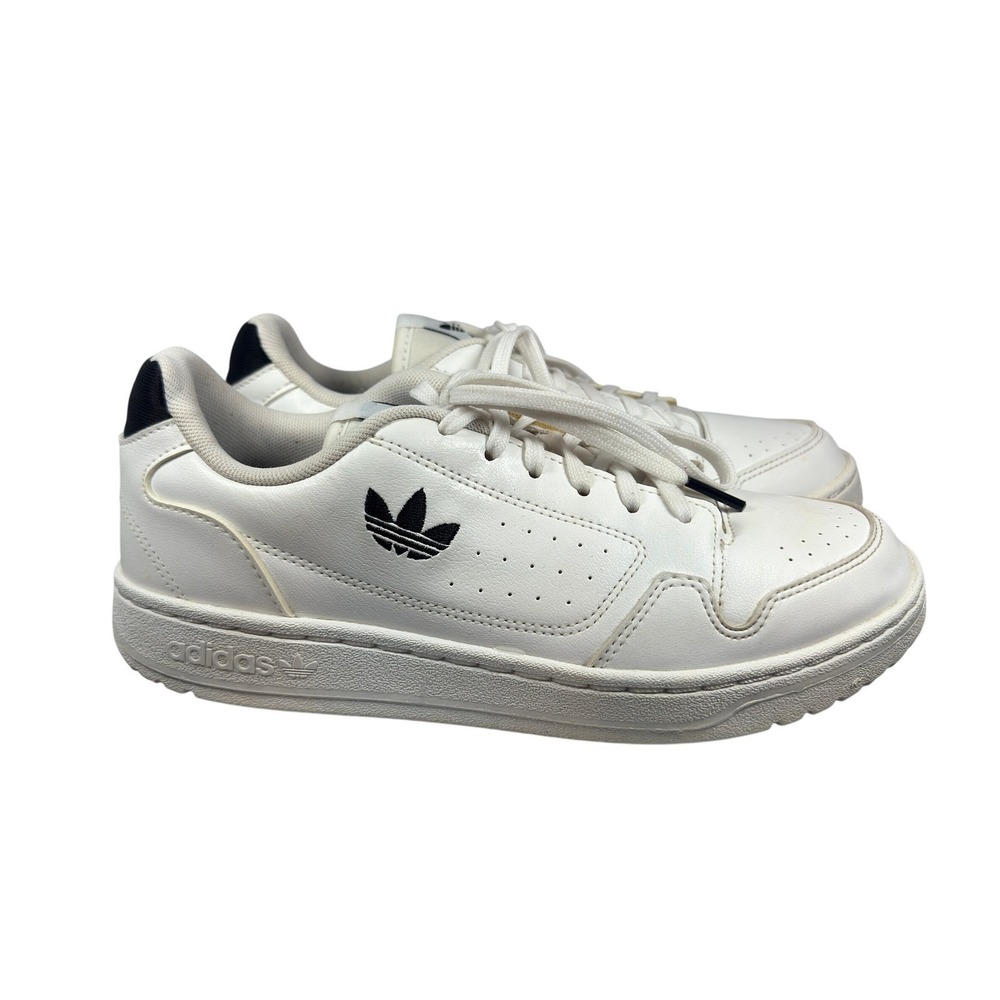 Adidas Sneakers White Black Logo Lace Up Low‎ Top Casual Shoes Womens size 5